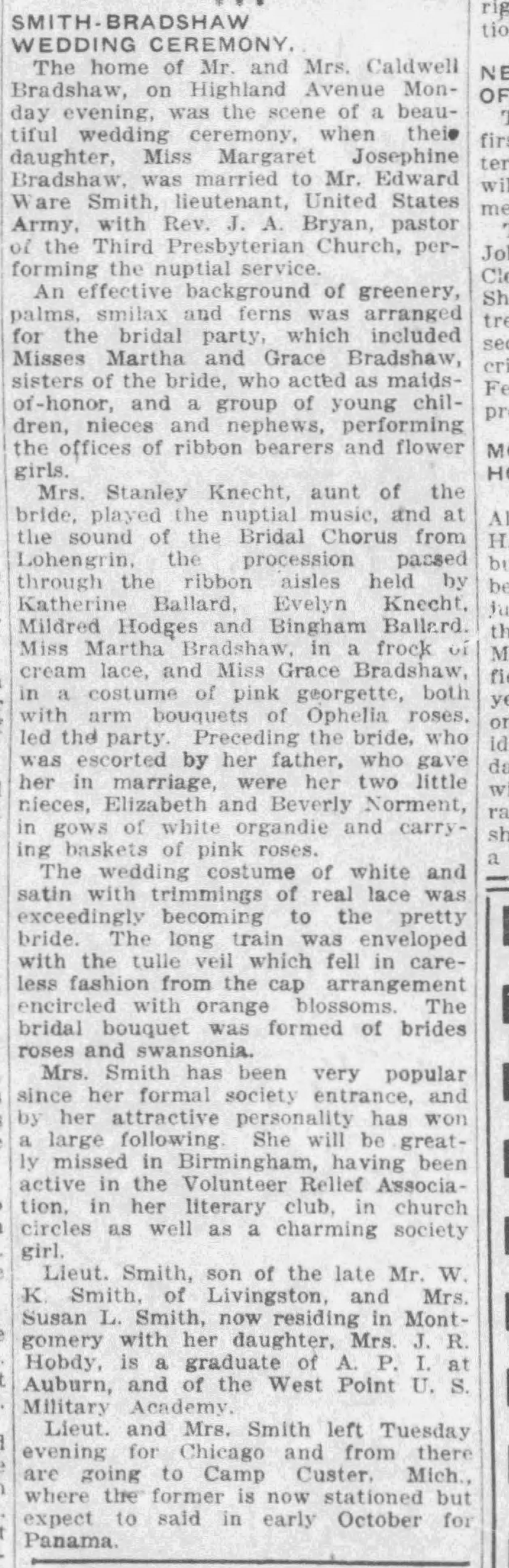 Margaret Josephine Bradshaw-Edward Ware Smith